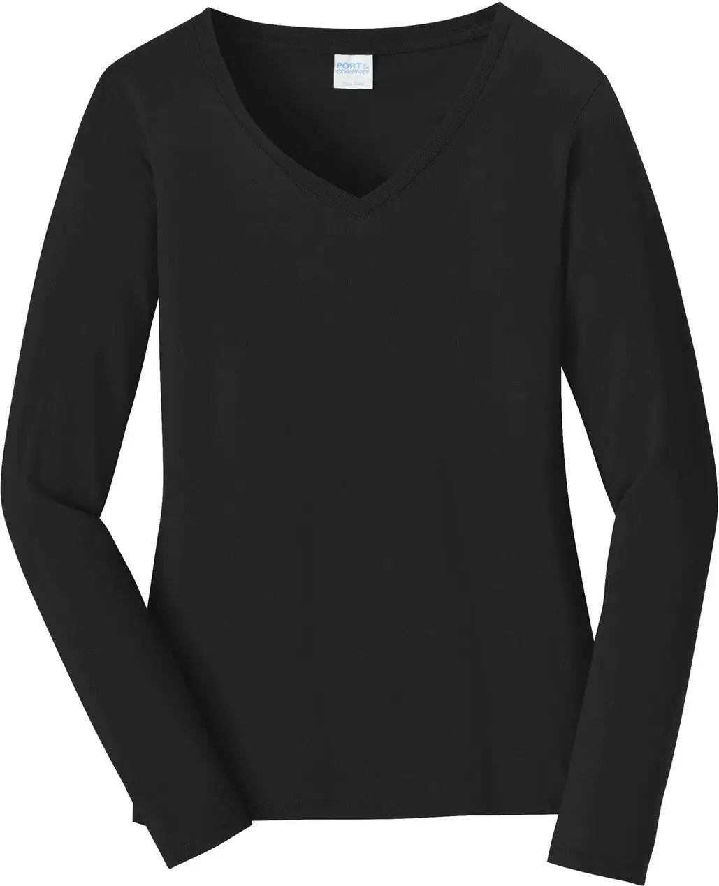 Port & Company Lpc450vls co Women’s Long Sleeve Fan Favorite V-neck Tee - Jet Black