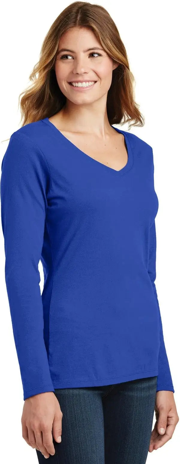 Port & Company Lpc450vls co Women’s Long Sleeve Fan Favorite V-neck Tee - True Royal