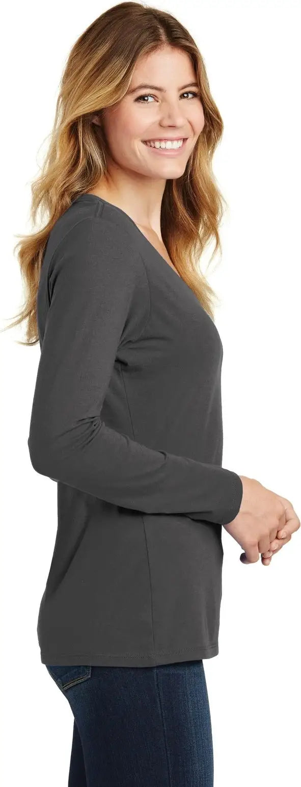 Port & Company Lpc450vls co Women’s Long Sleeve Fan Favorite V-neck Tee - Charcoal