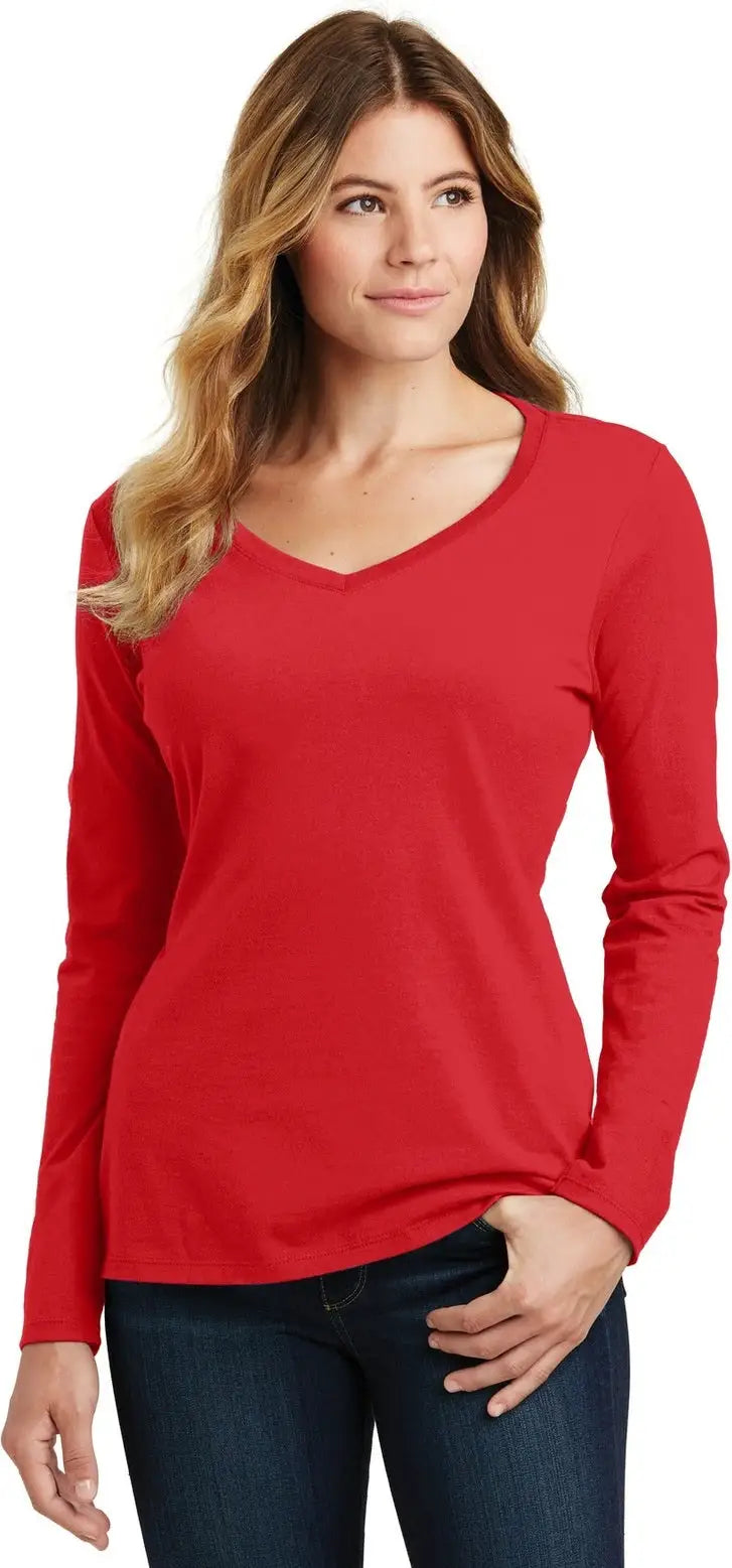 Port & Company Lpc450vls co Women’s Long Sleeve Fan Favorite V-neck Tee - Bright Red - Ladies Xs
