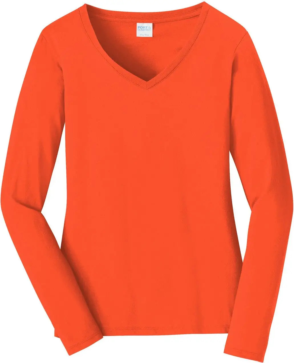 Port & Company Lpc450vls co Women’s Long Sleeve Fan Favorite V-neck Tee - Orange