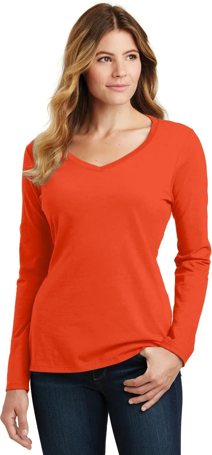 Port & Company Lpc450vls co Women’s Long Sleeve Fan Favorite V-neck Tee - Orange - Ladies Xs