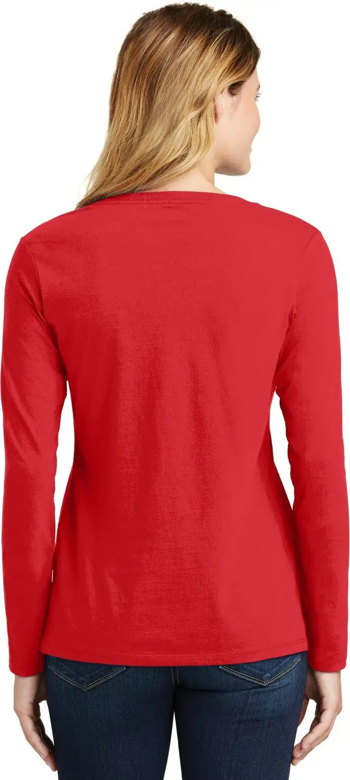Port & Company Lpc450vls co Women’s Long Sleeve Fan Favorite V-neck Tee - Bright Red