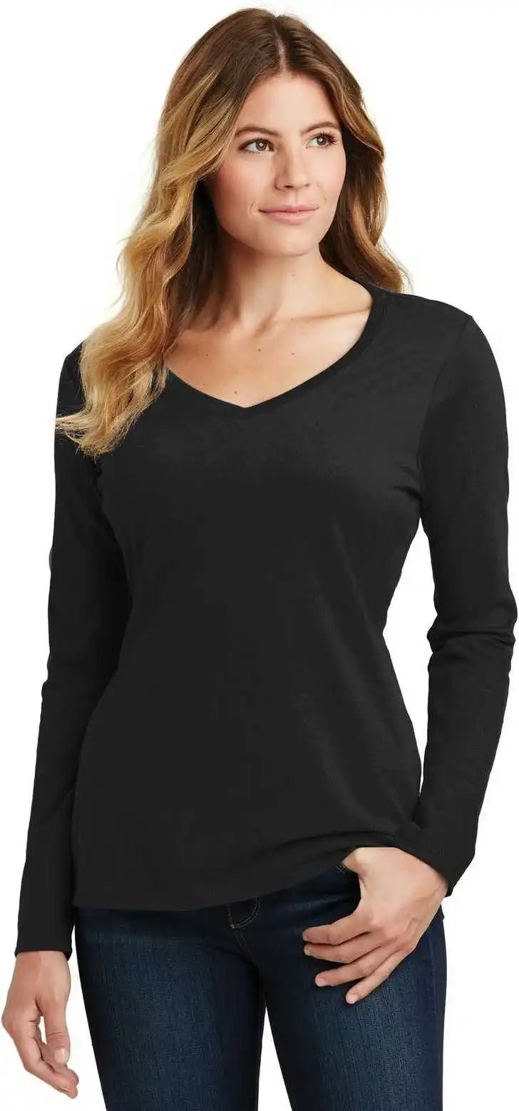 Port & Company Lpc450vls Ladies Long Sleeve Fan Favorite v Neck Tee Jet Black