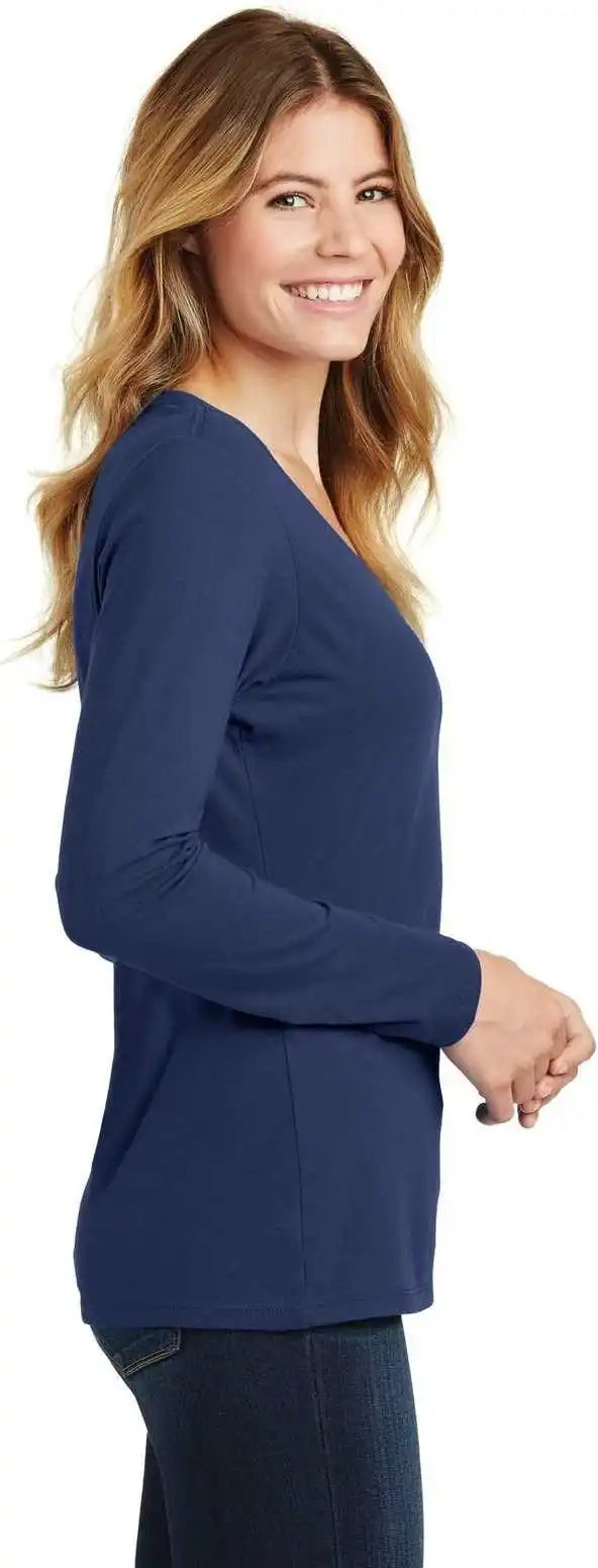 Port & Company Lpc450vls Ladies Long Sleeve Fan Favorite v Neck Tee Team Navy