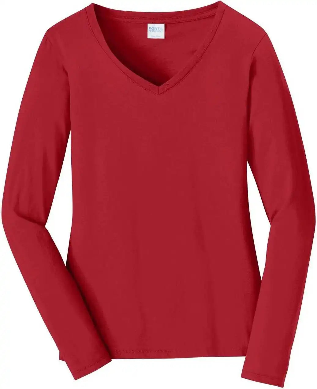 Port & Company Lpc450vls Ladies Long Sleeve Fan Favorite v Neck Tee Team Cardinal