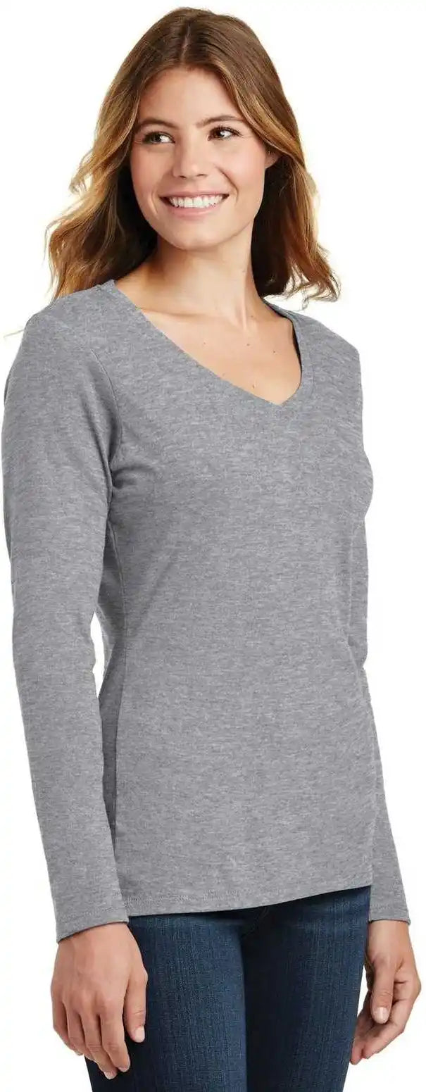 Port & Company Lpc450vls Ladies Long Sleeve Fan Favorite V-neck Tee - Athletic Heather