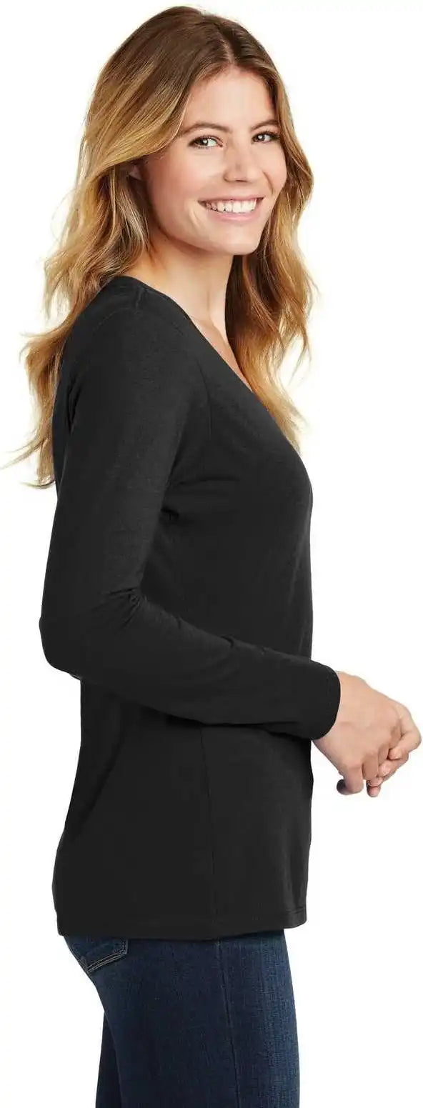 Port & Company Lpc450vls Ladies Long Sleeve Fan Favorite v Neck Tee Jet Black