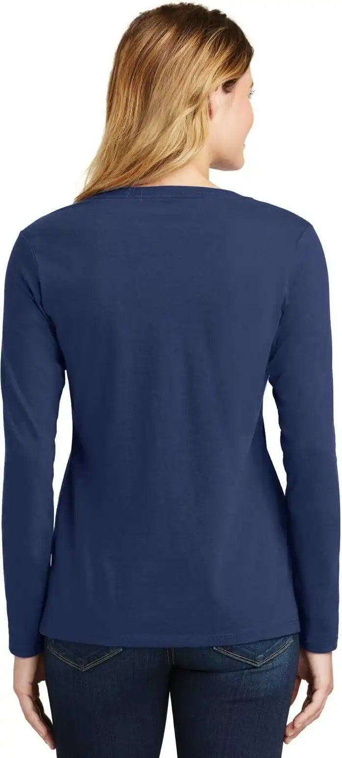 Port & Company Lpc450vls Ladies Long Sleeve Fan Favorite v Neck Tee Team Navy