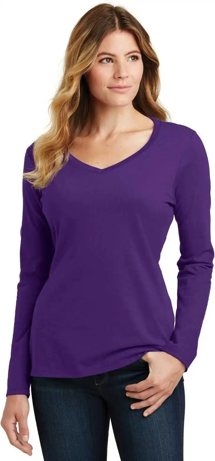 Port & Company Lpc450vls Ladies Long Sleeve Fan Favorite v Neck Tee Team Purple