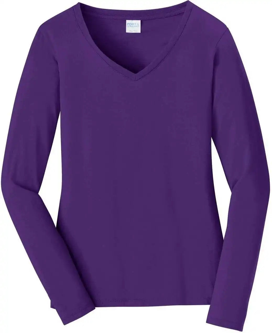 Port & Company Lpc450vls Ladies Long Sleeve Fan Favorite v Neck Tee Team Purple