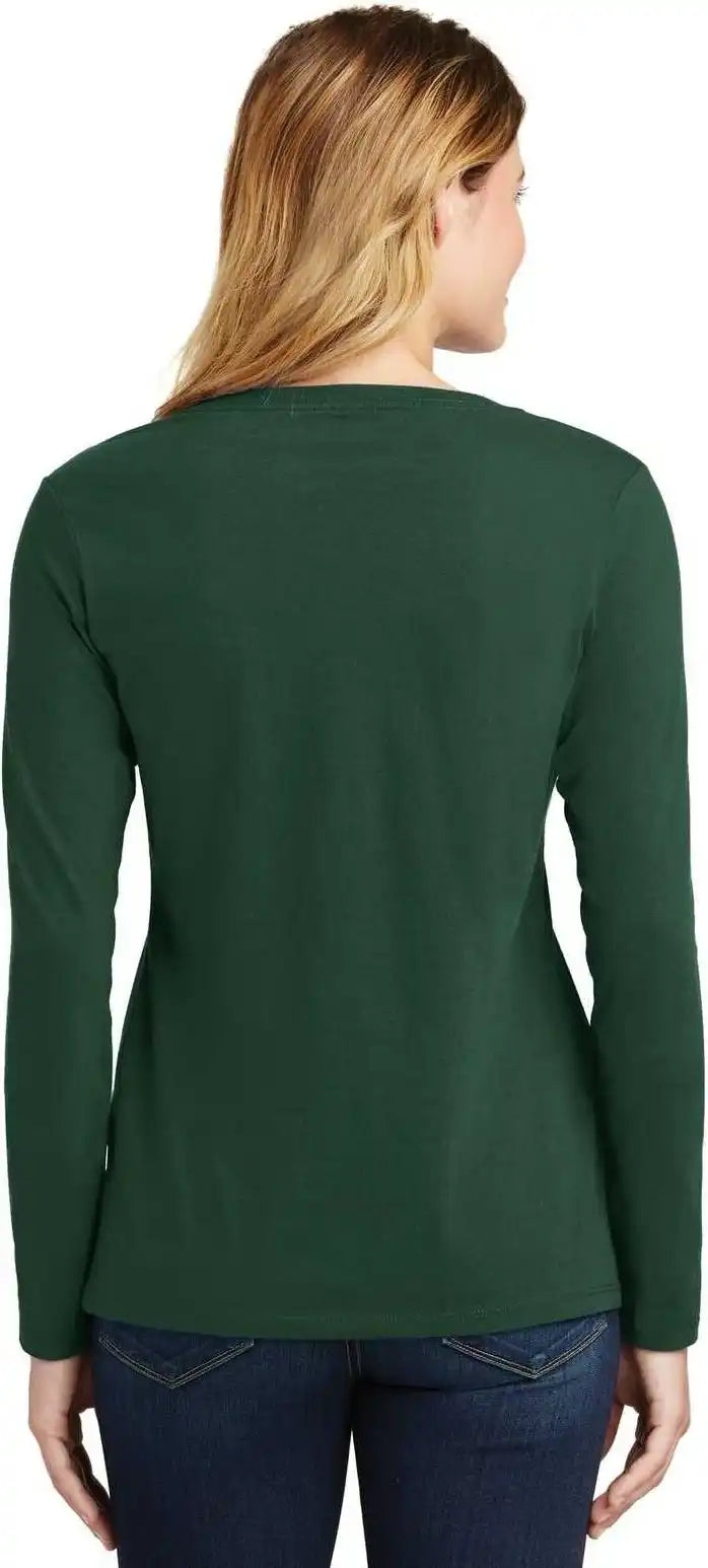 Port & Company Lpc450vls Ladies Long Sleeve Fan Favorite v Neck Tee Forest Green