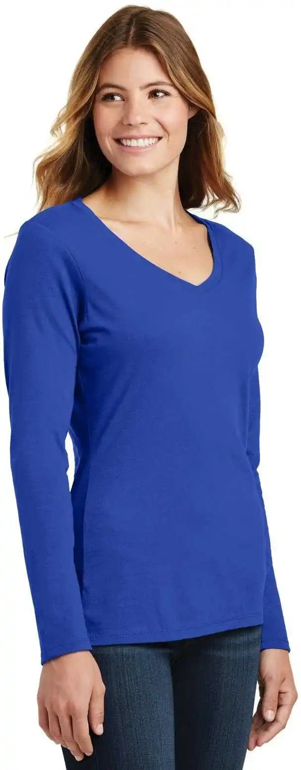 Port & Company Lpc450vls Ladies Long Sleeve Fan Favorite v Neck Tee True Royal