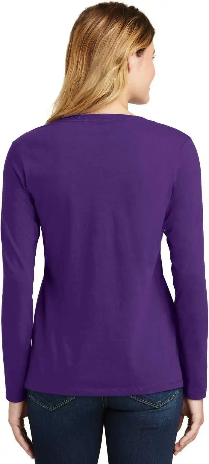 Port & Company Lpc450vls Ladies Long Sleeve Fan Favorite v Neck Tee Team Purple