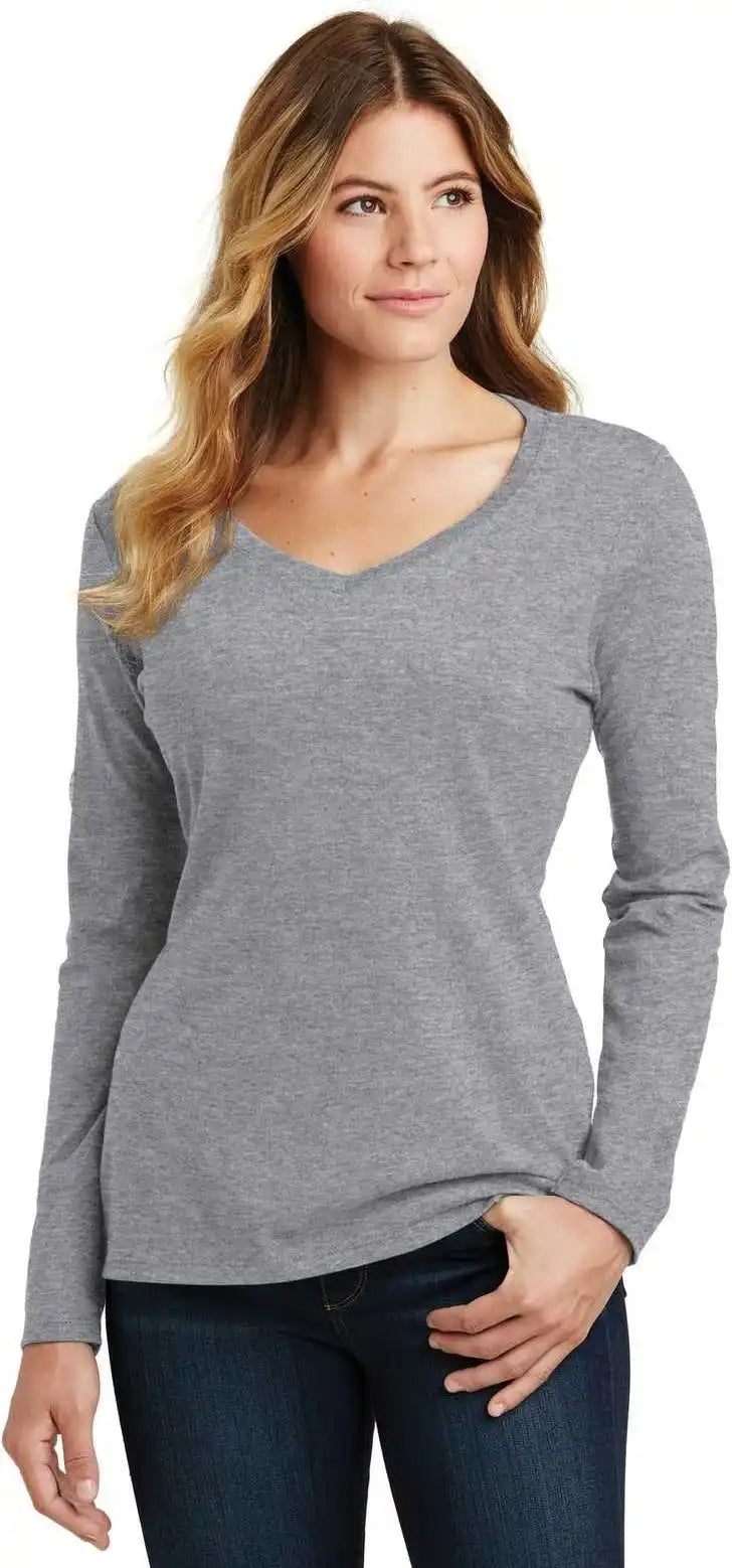 Port & Company Lpc450vls Ladies Long Sleeve Fan Favorite V-neck Tee - Athletic Heather