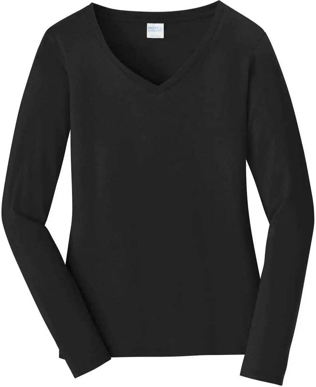 Port & Company Lpc450vls Ladies Long Sleeve Fan Favorite v Neck Tee Jet Black