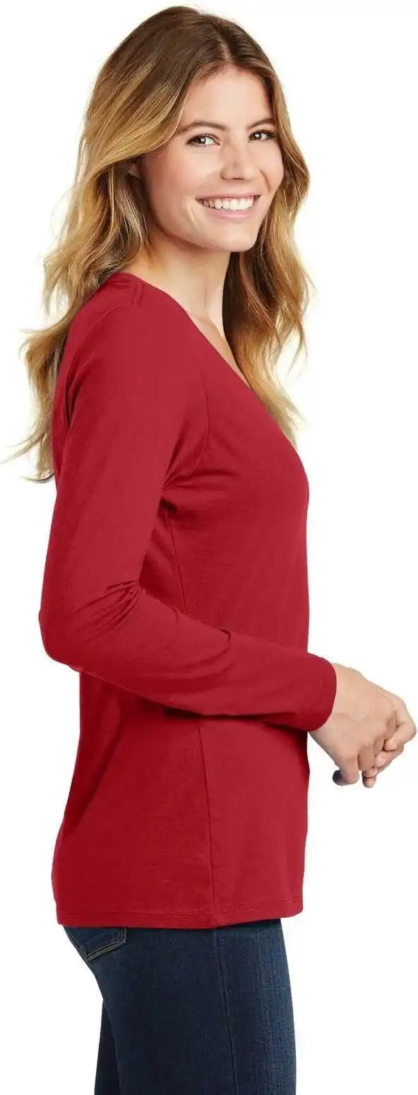 Port & Company Lpc450vls Ladies Long Sleeve Fan Favorite v Neck Tee Team Cardinal
