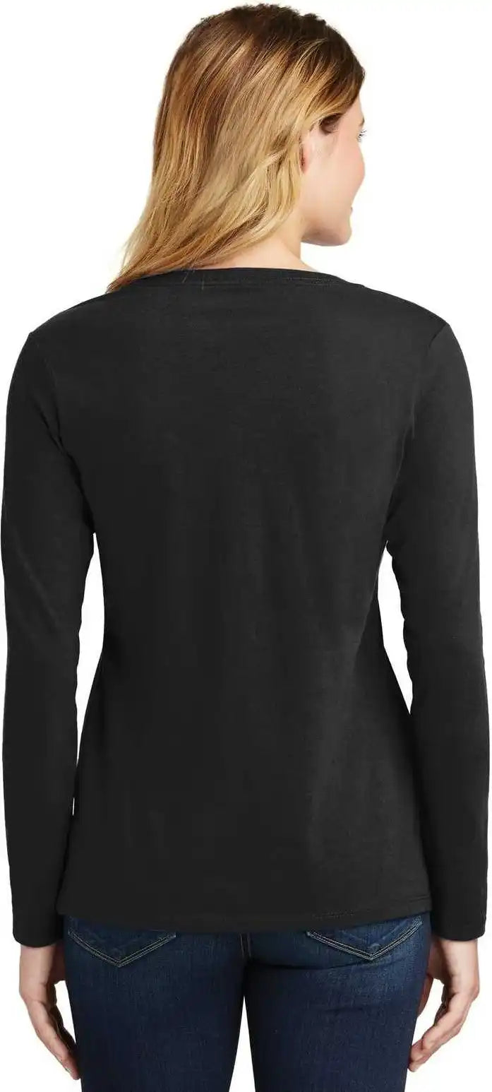 Port & Company Lpc450vls Ladies Long Sleeve Fan Favorite v Neck Tee Jet Black