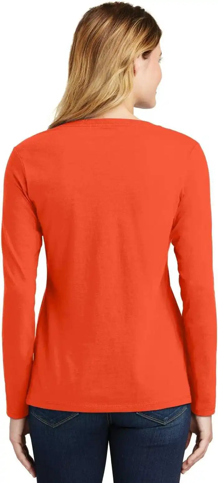 Port & Company Lpc450vls Ladies Long Sleeve Fan Favorite v Neck Tee Orange