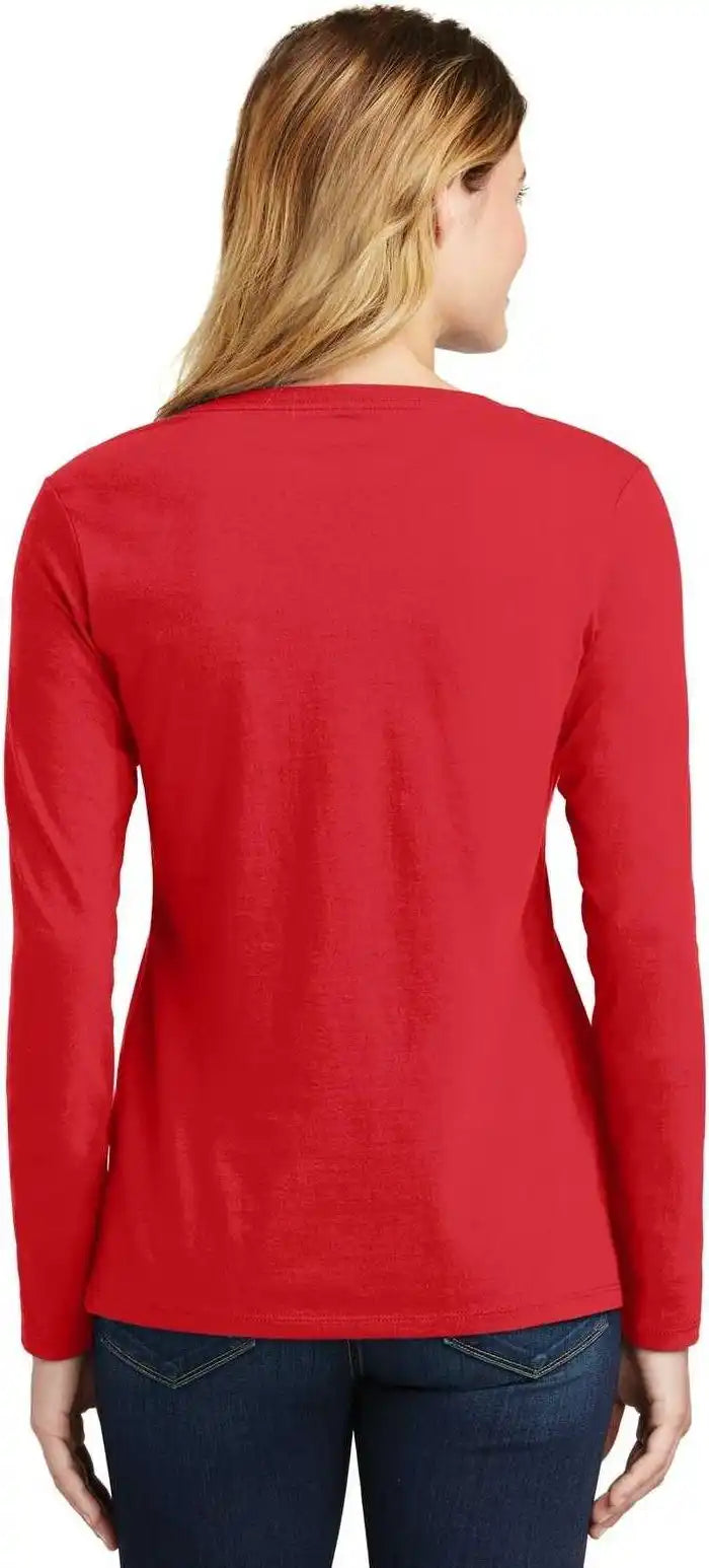 Port & Company Lpc450vls Ladies Long Sleeve Fan Favorite v Neck Tee Bright Red