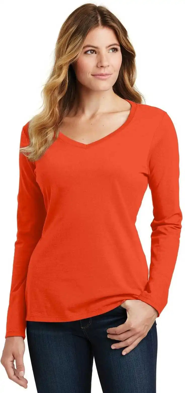 Port & Company Lpc450vls Ladies Long Sleeve Fan Favorite v Neck Tee Orange