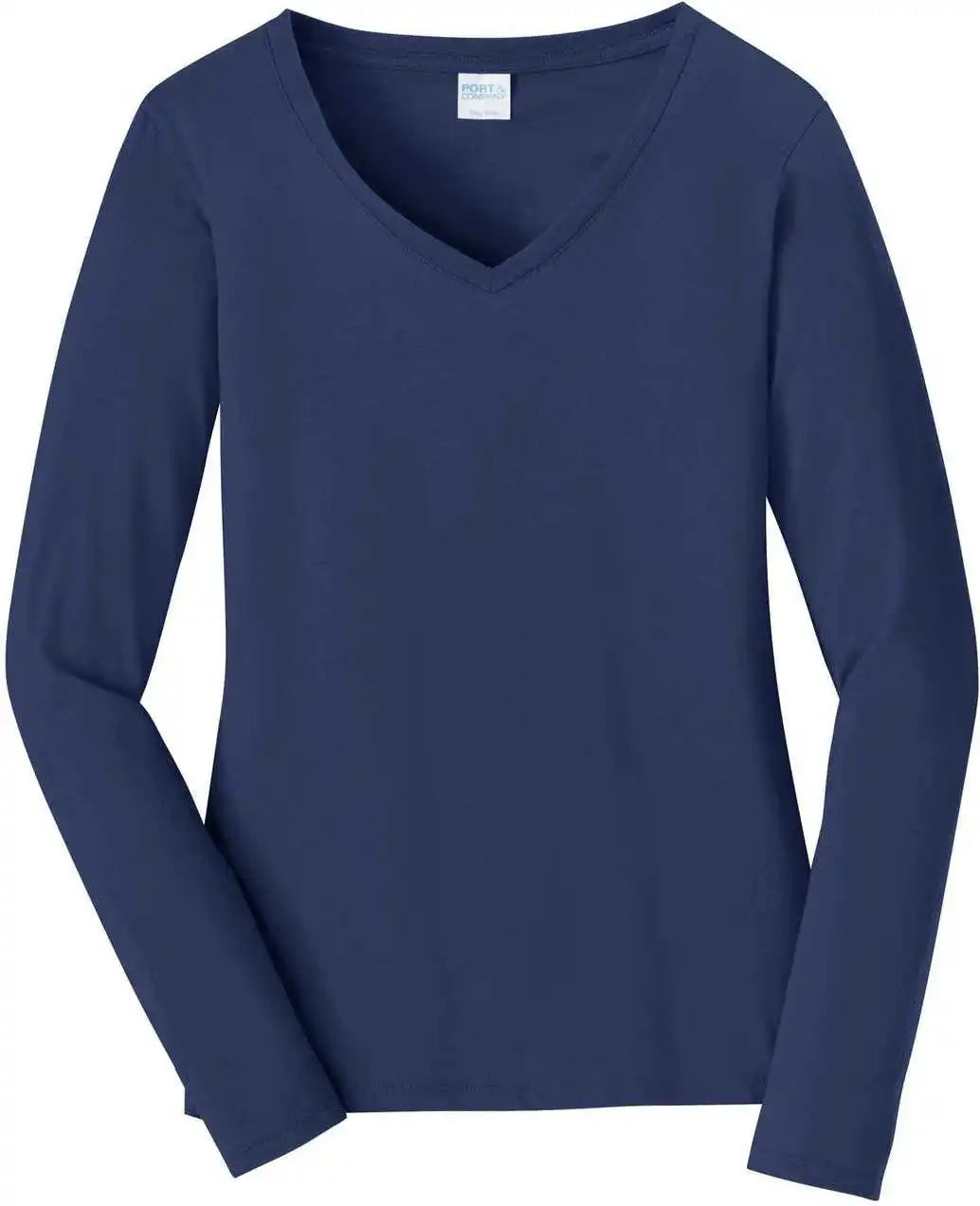 Port & Company Lpc450vls Ladies Long Sleeve Fan Favorite v Neck Tee Team Navy