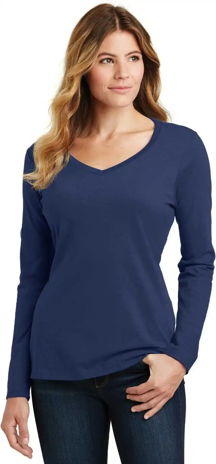 Port & Company Lpc450vls Ladies Long Sleeve Fan Favorite v Neck Tee Team Navy