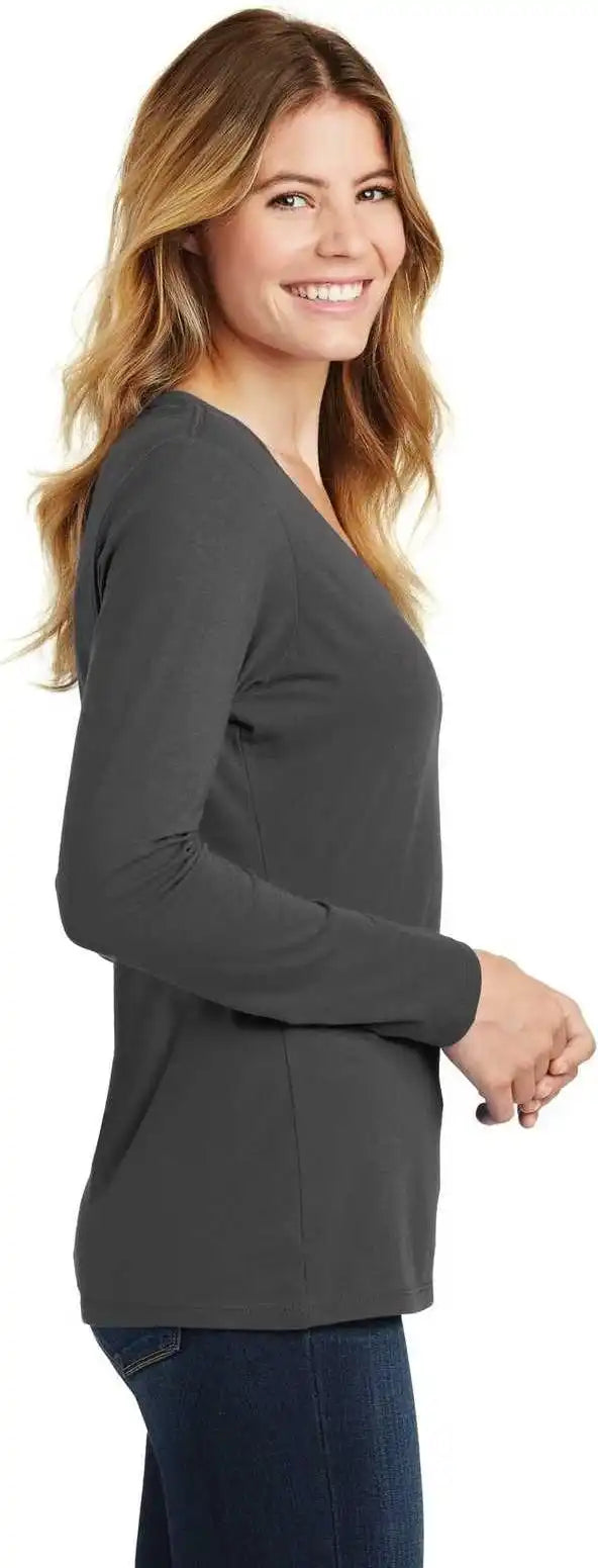 Port & Company Lpc450vls Ladies Long Sleeve Fan Favorite v Neck Tee Charcoal