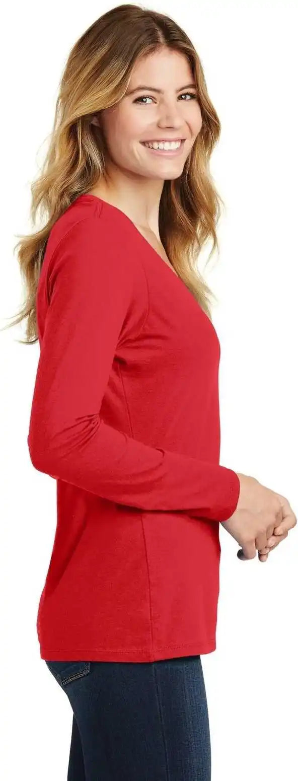 Port & Company Lpc450vls Ladies Long Sleeve Fan Favorite v Neck Tee Bright Red