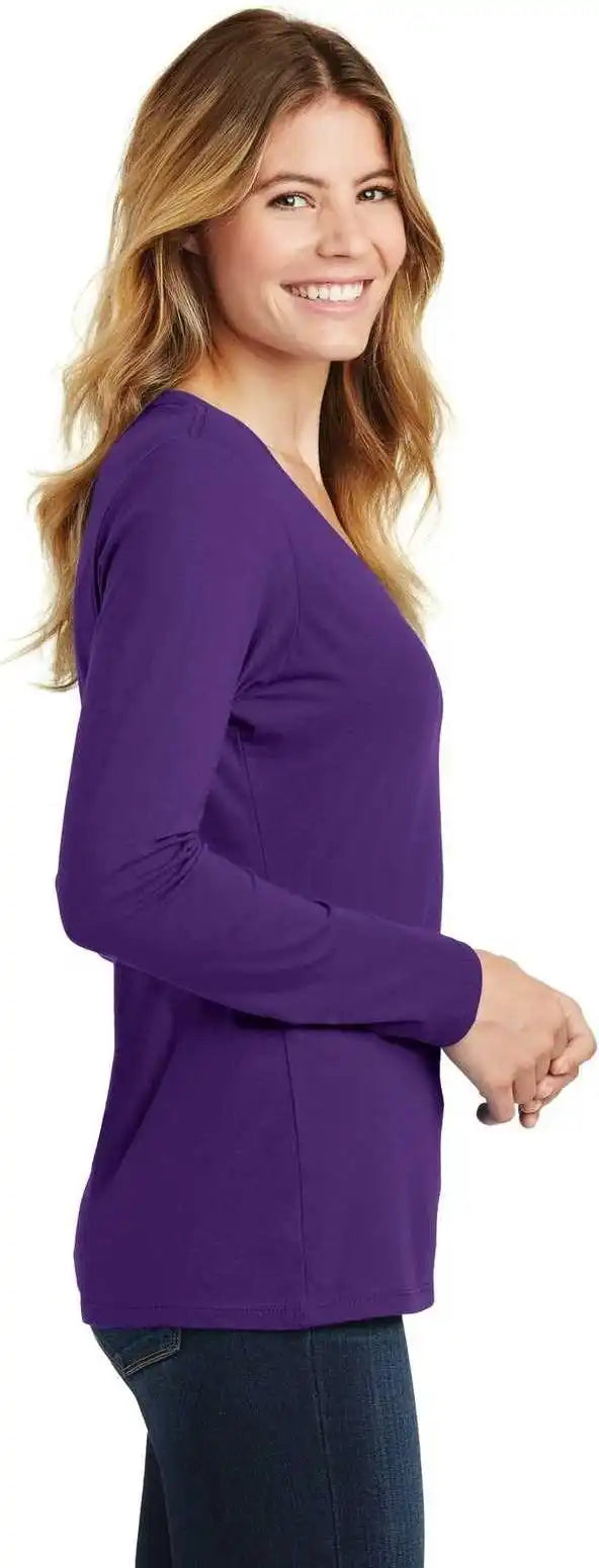 Port & Company Lpc450vls Ladies Long Sleeve Fan Favorite v Neck Tee Team Purple