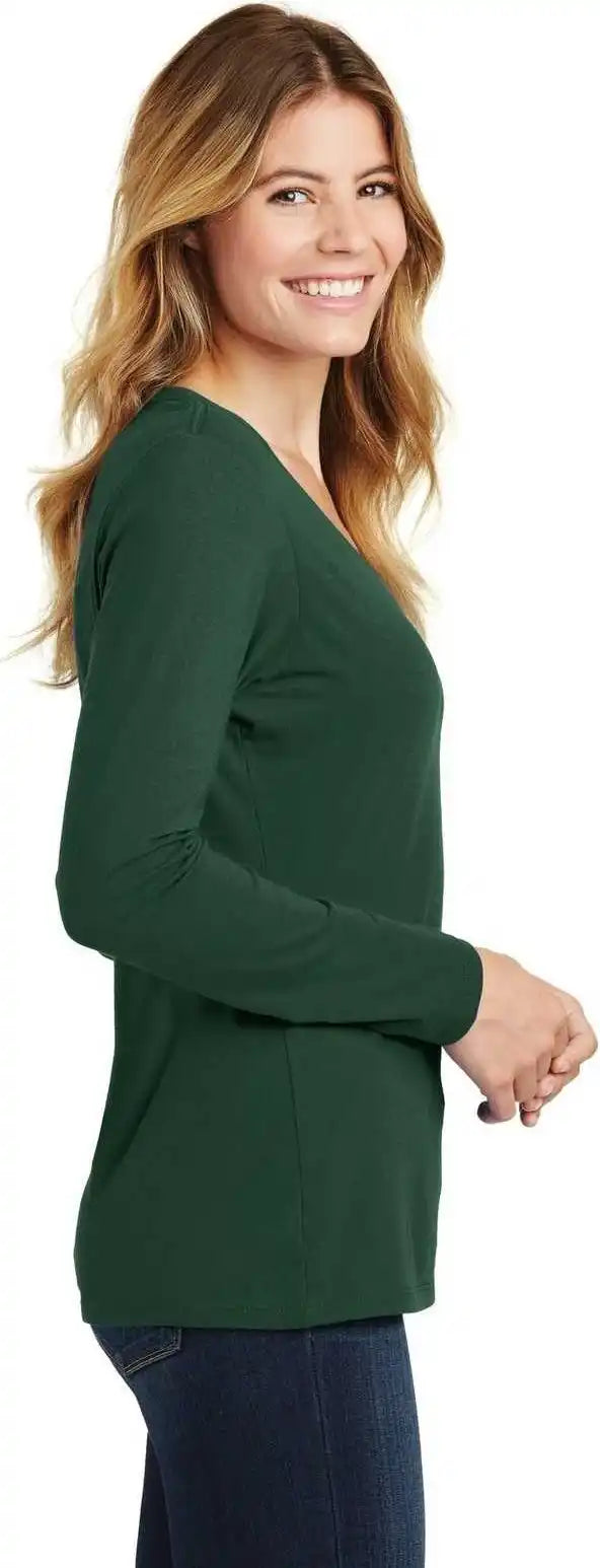 Port & Company Lpc450vls Ladies Long Sleeve Fan Favorite v Neck Tee Forest Green