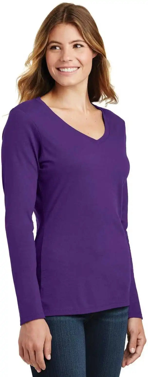 Port & Company Lpc450vls Ladies Long Sleeve Fan Favorite v Neck Tee Team Purple