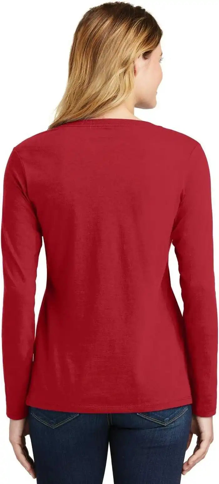 Port & Company Lpc450vls Ladies Long Sleeve Fan Favorite v Neck Tee Team Cardinal
