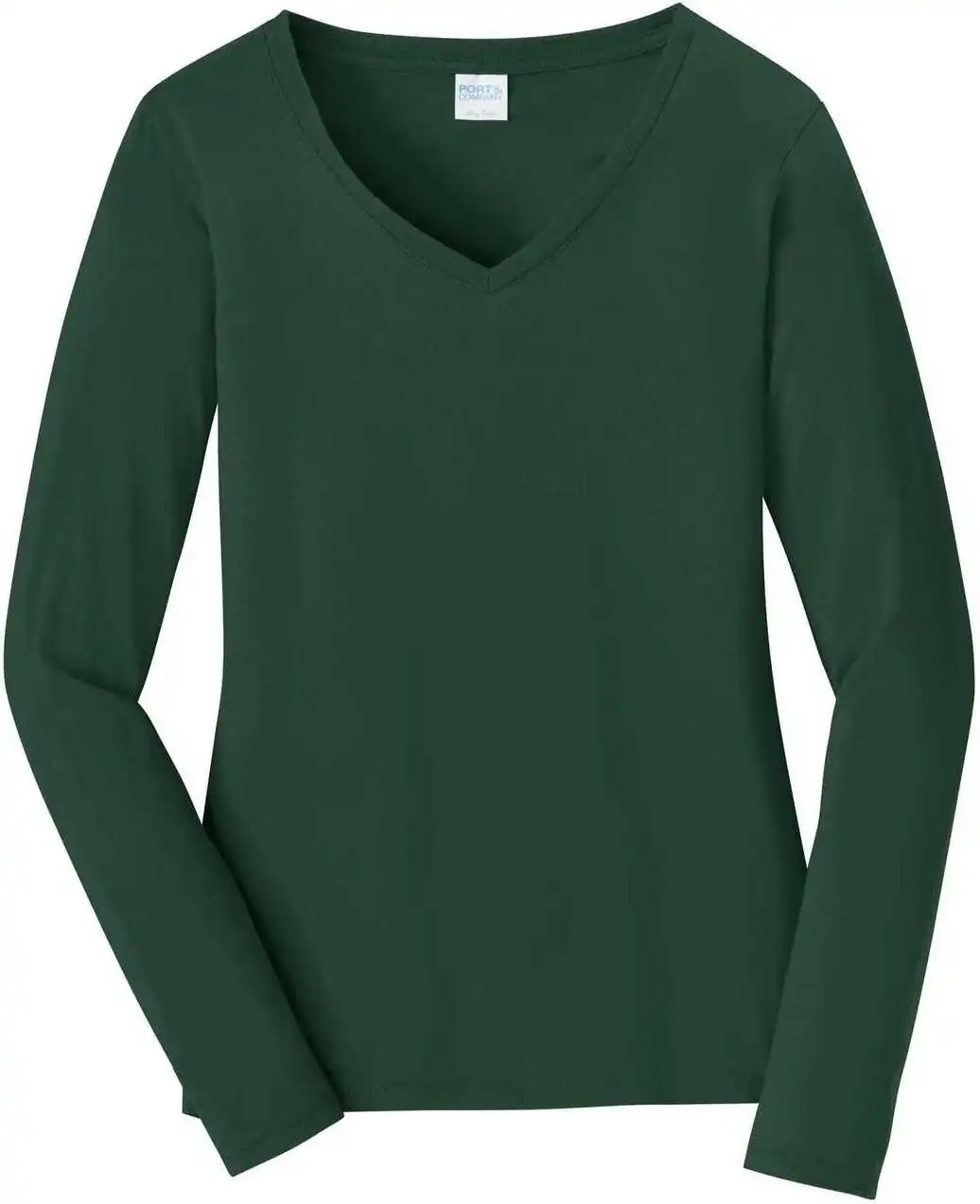 Port & Company Lpc450vls Ladies Long Sleeve Fan Favorite v Neck Tee Forest Green