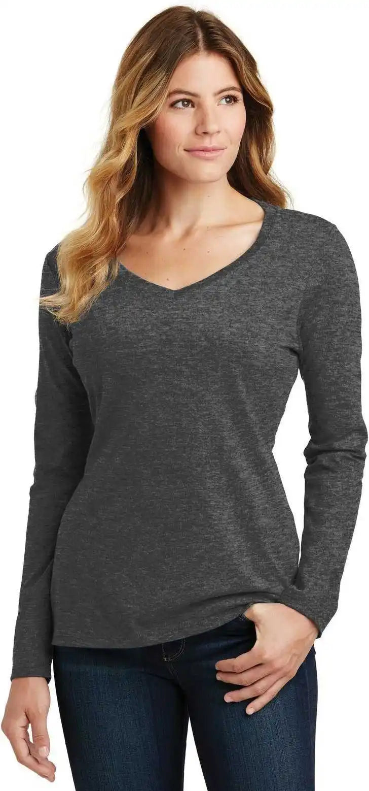 Port & Company Lpc450vls Women’s Long Sleeve Fan Favorite V-neck Tee - Dark Heather Grey