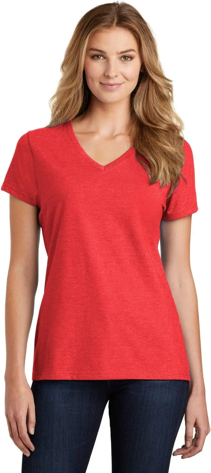 Port & Company Lpc455v co Women’s Fan Favorite Blend V-neck Tee - Bright Red Heather - Ladies Xs