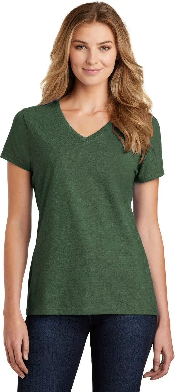 Port & Company Lpc455v co Women’s Fan Favorite Blend V-neck Tee - Forest Green Heather - Ladies Xs