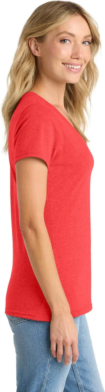 Port & Company Lpc455v co Women’s Fan Favorite Blend V-neck Tee - Bright Red Heather