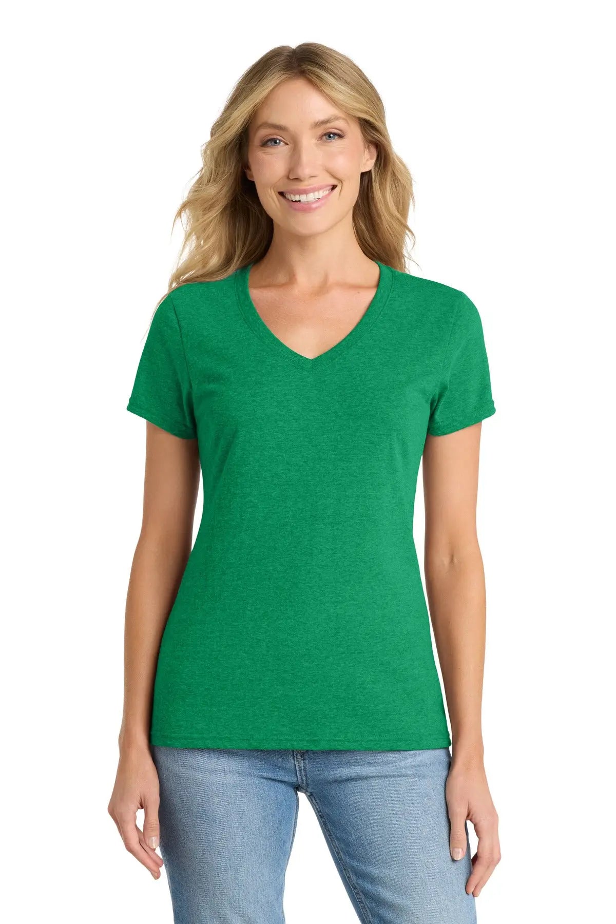 Port & Company Lpc455v co Women’s Fan Favorite Blend V-neck Tee - Athletic Kelly Green Heather