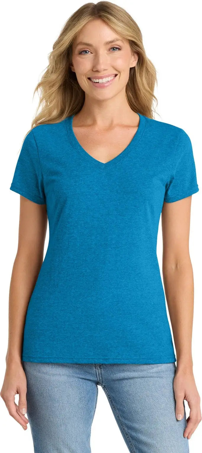 Port & Company Lpc455v co Women’s Fan Favorite Blend V-neck Tee - Sapphire Heather