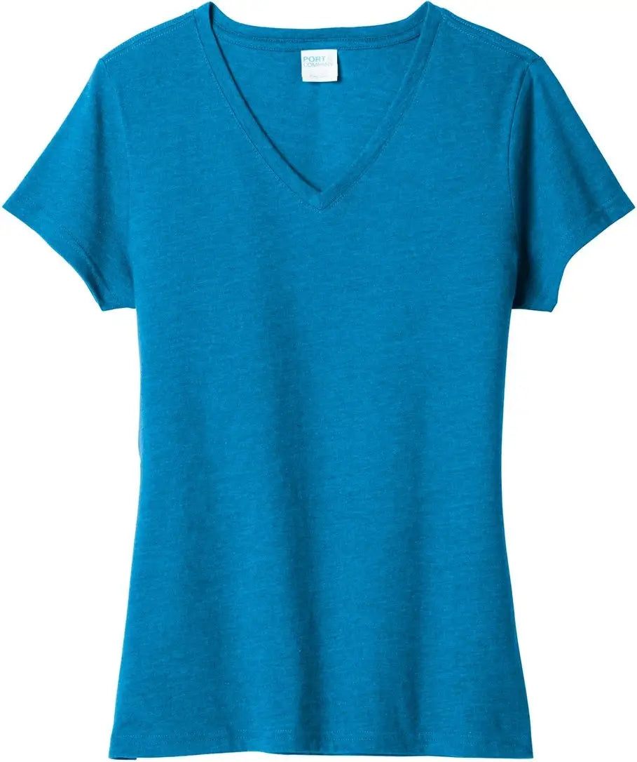 Port & Company Lpc455v co Women’s Fan Favorite Blend V-neck Tee - Sapphire Heather