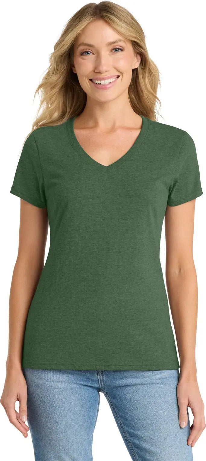Port & Company Lpc455v co Women’s Fan Favorite Blend V-neck Tee - Forest Green Heather