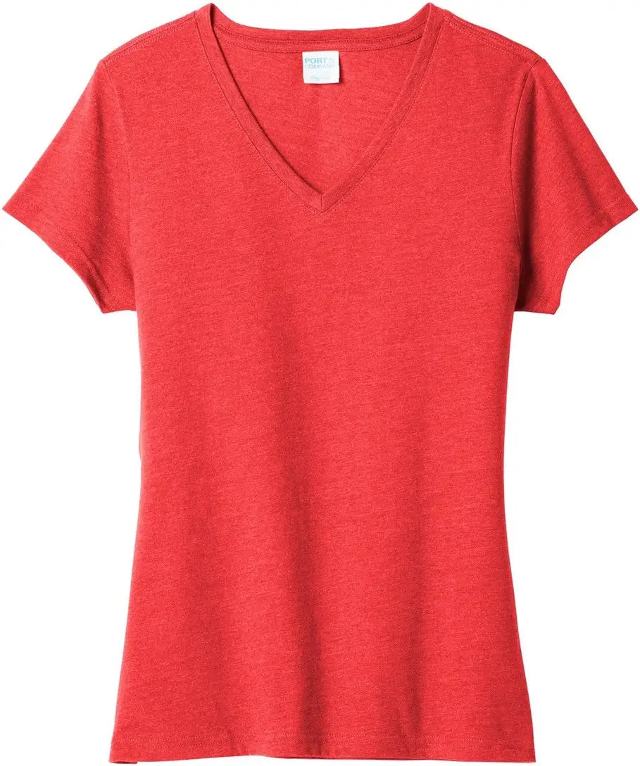 Port & Company Lpc455v co Women’s Fan Favorite Blend V-neck Tee - Bright Red Heather