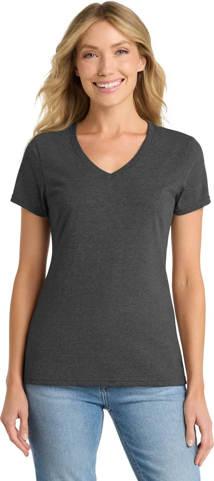 Port & Company Lpc455v co Women’s Fan Favorite Blend V-neck Tee - Black Heather