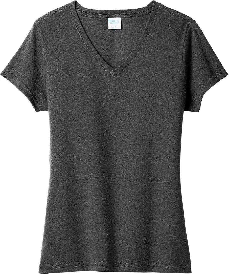 Port & Company Lpc455v co Women’s Fan Favorite Blend V-neck Tee - Black Heather