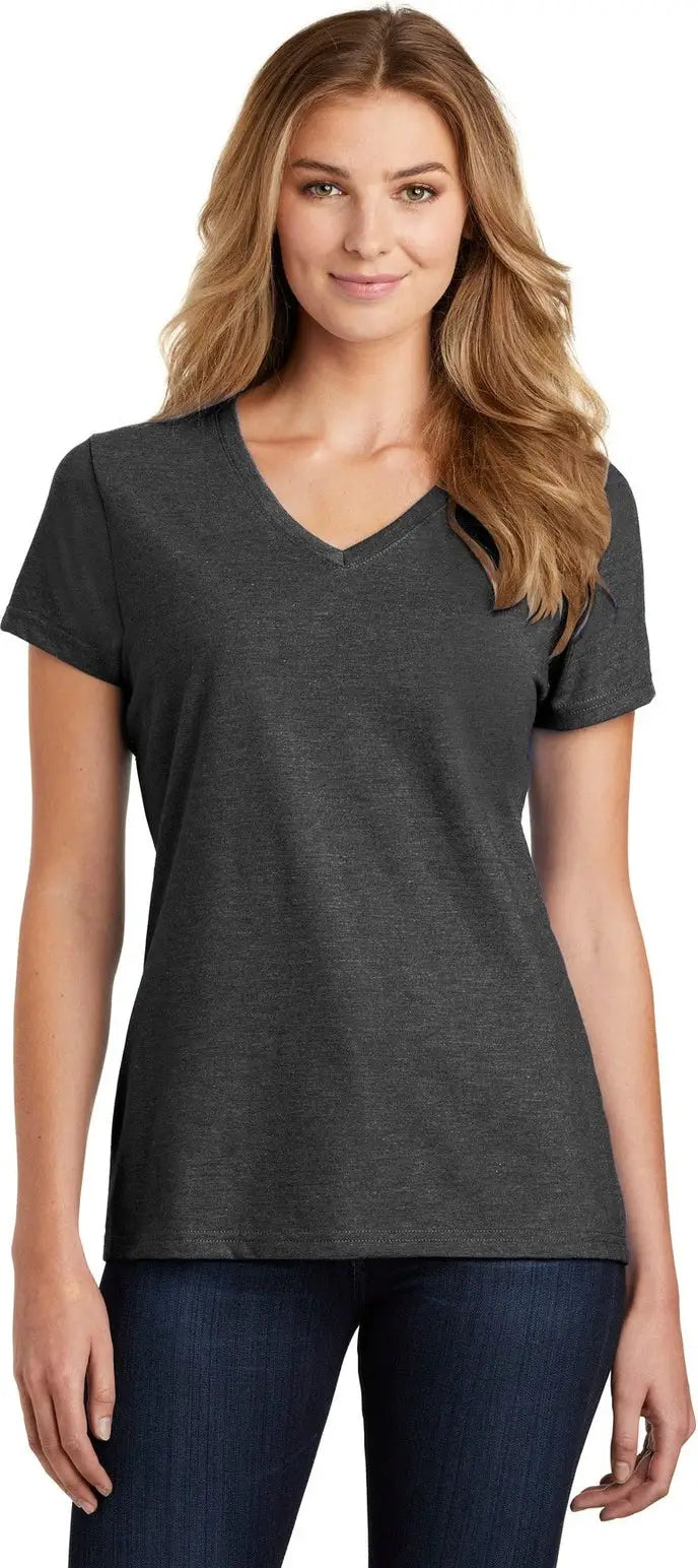 Port & Company Lpc455v co Women’s Fan Favorite Blend V-neck Tee - Black Heather - Ladies Xs