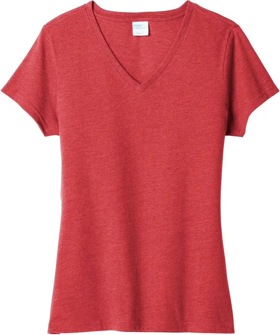 Port & Company Lpc455v co Women’s Fan Favorite Blend V-neck Tee - Team Cardinal Heather
