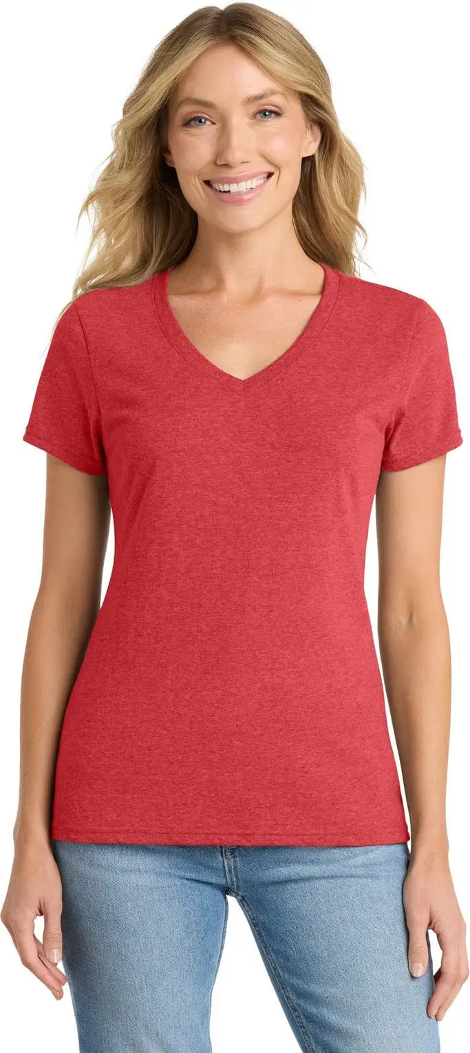 Port & Company Lpc455v co Women’s Fan Favorite Blend V-neck Tee - Team Cardinal Heather
