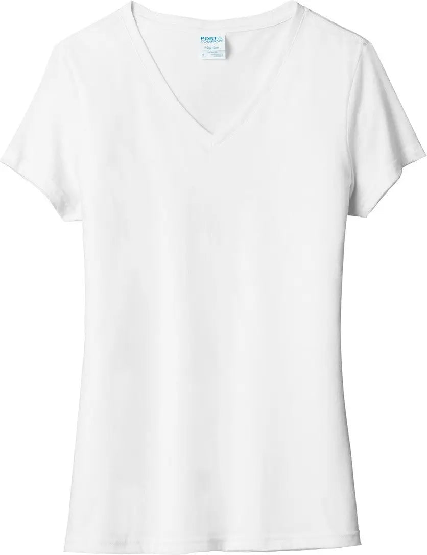 Port & Company Lpc455v co Women’s Fan Favorite Blend V-neck Tee - White