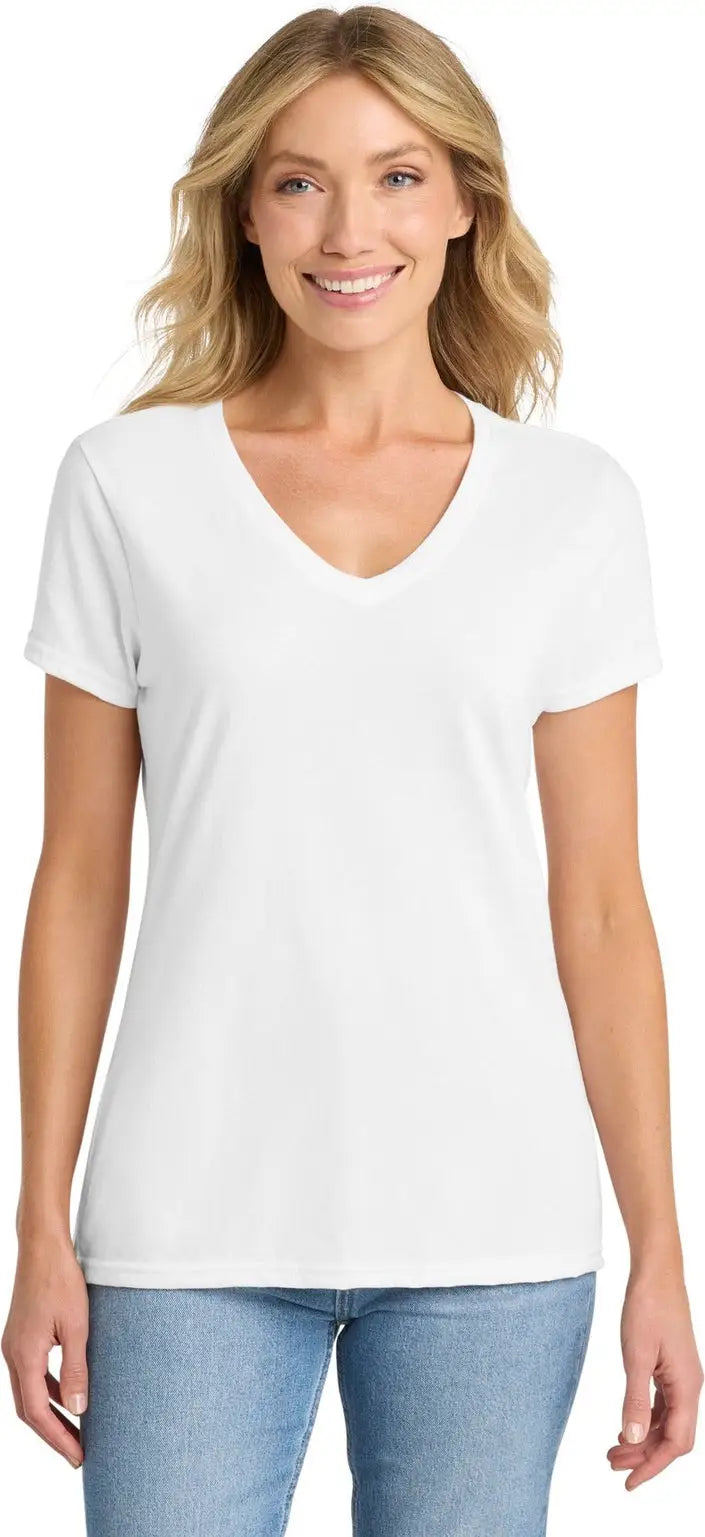 Port & Company Lpc455v co Women’s Fan Favorite Blend V-neck Tee - White